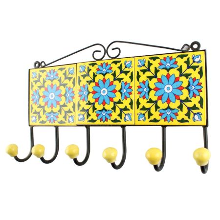 Turquoise Sunflower Ceramic Tiles Hook Online